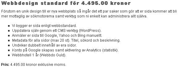 Tjänst - Webbdesign standard