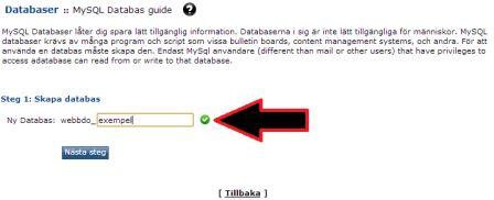 هر نامی از پایگاه داده MySQL را وارد کنید