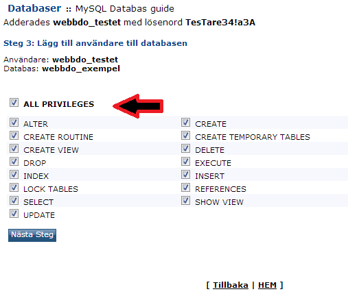 تصویر نحوه اجازه دادن به همه چیز در پایگاه داده MySQL را توضیح می دهد