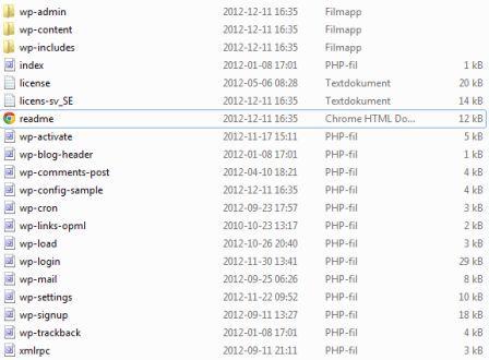 فایل هایی که باید از طریق FTP برای نصب وردپرس آپلود شوند