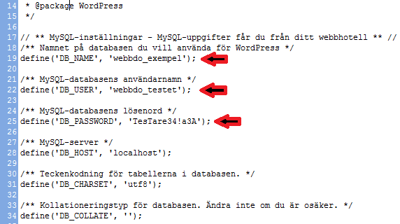 اطلاعات پایگاه داده خود را وارد کنید
