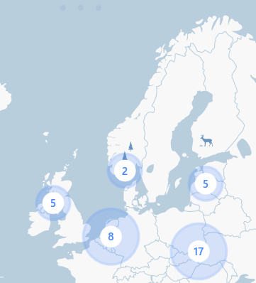 Internets noder - karta över norden